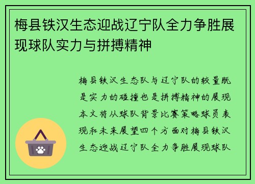 梅县铁汉生态迎战辽宁队全力争胜展现球队实力与拼搏精神